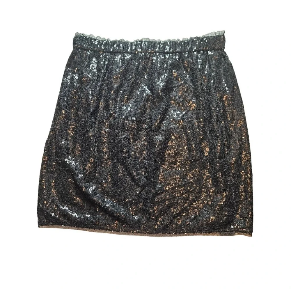 Grace Karin Black Sequin Mini Skirt XL Elastic Waist Party Holiday Shimmer